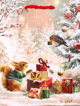 Цена за 2 шт. Пакет подарочный новогодний ламинированный, «Зверята ждут Новый Год », 18×10×22.3 см