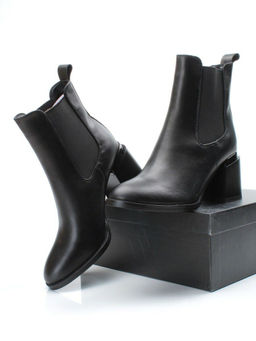 01-PCM450-1 BLACK Ботинки Челси демисезонные женские (натуральная кожа, байка) - Фабричный китай фото 16