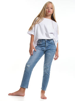 Джинсы синие для девочки 33-1062 синий - Mini maxi фото 18