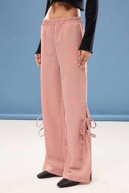 Kiremit Potikare Yandan Y?rtmacl? Beli Lastikli Genis Paca Dokuma Pantolon TWOSS25PL00022