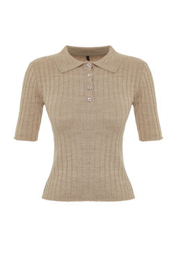 Vizon Basic Polo Yaka T-Shirt Gorunumlu Ince Bluz TWOSS20BZ0112