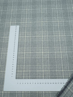 Шерсть пальтово-костюмная Твид Клетка цв.белый на св.сером, ш.1.5м, шерсть-60%, п/э-40% - Купава фото 15