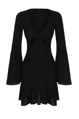 TRENDYOLMILLA Siyah Vucuda Oturan Mini Orme F?rf?rl? Plaj Elbisesi TBESS24EL00003 фото 7