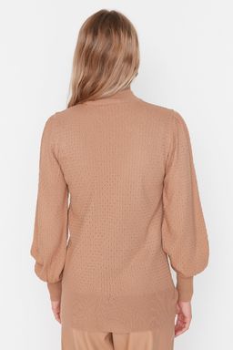Camel Dik Yaka Triko Kazak TWOAW21KZ0817