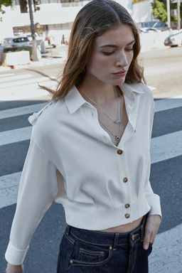 SHORT SHIRT WITH SHOULDER TABS - Zara фото 5