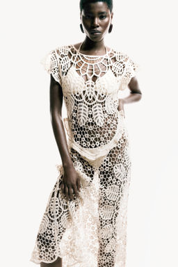 Vestido efecto crochet con manga circular - H&m фото 3
