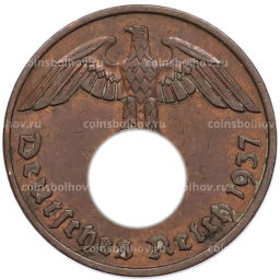 Монета 2 рейхспфеннига 1937 года A Германия