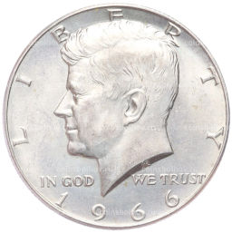 Монета 1/2 доллара (50 центов) 1966 года США