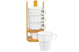 Набор 4 кружек 170 мл 10,5*8,5*21 см Ампир на бамбуковой подставке - Elan gallery фото 4