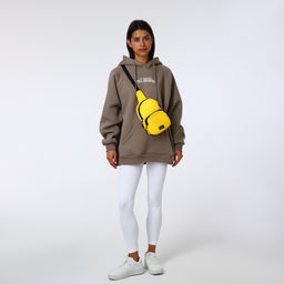 Сумка-слинг на молнии TEXTURA, наружный карман, жёлтая