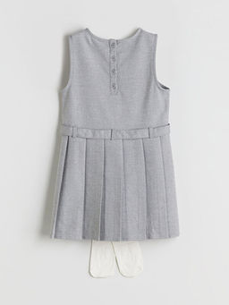 Bisiklet Yaka Pileli K?z ?ocuk Elbise ve K?lotlu ?orap