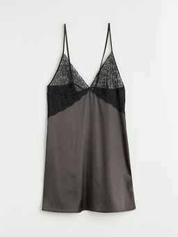 V Yaka Dantel Detayl? Saten Kad?n Fantezi Gecelik