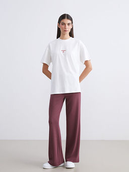 Bisiklet Yaka Bask?l? Kad?n Ti??rt