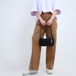 Сумка багет из текстиля, Nazamok, 23*13*5 см, черный цвет  фото 3