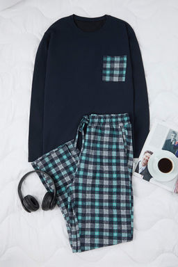 Lacivert Regular Ekose / Kareli Homewear Pijama Tak?m? TMNAW26PT00022