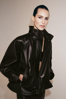 CHAQUETA BOMBER PIEL 100% ZW COLLECTION / Marr?n