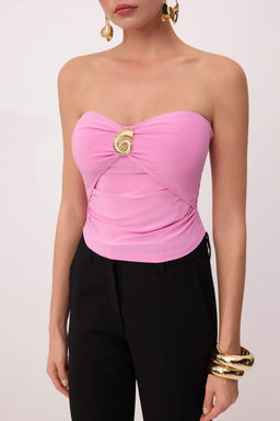 Trendyolmilla Limited Edition Siyah Aksesuar Detayl? Straplez Orme S?k Bluz TPRSS25BZ00032 фото 36