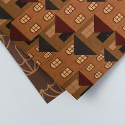 Цена за 5 шт. Бумага для скрапбукинга двусторонняя крафт «Домики и зонтики», плотность 180 г, 30.5×32 см