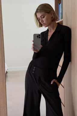 RIBBED POLO NECK T-SHIRT - Zara фото 13