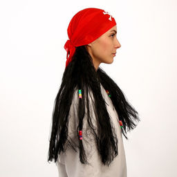 Карнавальный парик «Пиратка в бандане», с косичками, 120 г, цвет чёрный