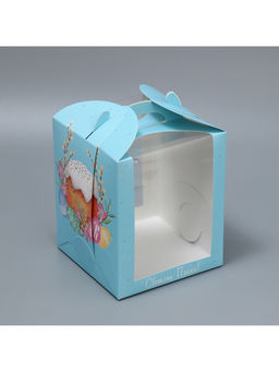 Цена за 5 шт. Коробка под маленький торт, кондитерская упаковка, «Пасха», 15×15×18 см