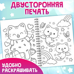 Раскраска детская на спирали «Мяу котики», 100 картинок