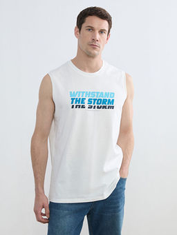 Bisiklet Yaka Bask?l? Penye Erkek Ti??rt