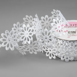 Лента фигурная Крупный цветок, 40 мм, 90.5 м, белая