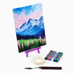 Рисование пастелью с мольбертом «Зимние горы», набор для творчества