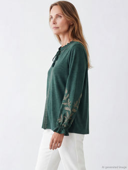 Ba?lamal? Yaka Desenli Bluz