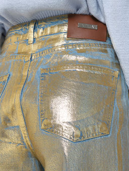 Джинсы с золотым напылением