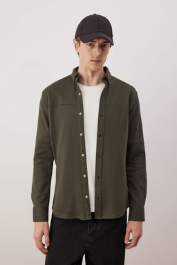 Antrasit Regular Fit Dokulu Erkek Gomlek TMNAW26GO00023 - Trendyolmilla фото 8