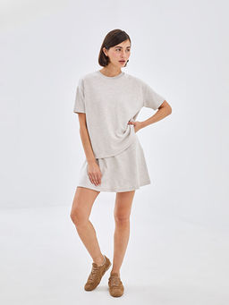 Bisiklet Yaka D?z K?sa Kollu Kad?n Triko Kazak