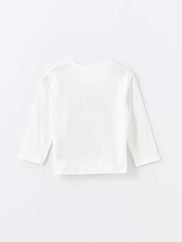 Bisiklet Yaka Uzun Kollu Bask?l? K?z Bebek Ti??rt - Waikiki фото 3