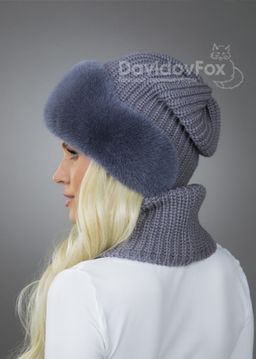 Шапка Ника норка трикотаж слива