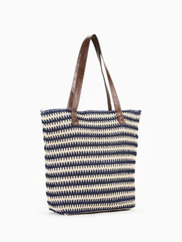 Сумка пляжная на молнии, на подкладке, белая/синяя - Simaland фото 4