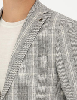 Серый приталенный костюм из смесовой шерсти в клетку - Cacharel фото 7