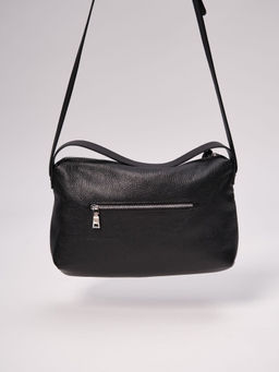 Сумка кожаная багет Deboro 30963 черная