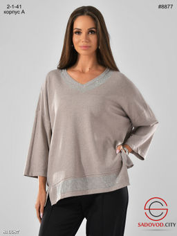 Женская нарядная тёплая свободная кофта со стразами - Bruno фото 6