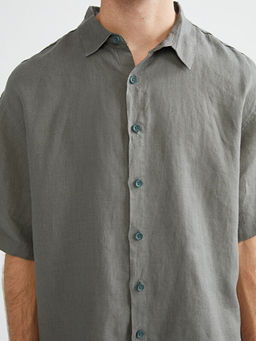 Regular Fit K?sa Kollu %100 Keten Erkek G?mlek