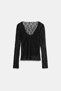 TOP ENCAJE EFECTO DOBLE / Negro - Zara фото 5