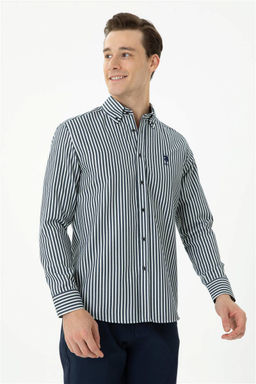 Мужская темно-синяя рубашка с длинным рукавом - U.s. polo assn фото 3