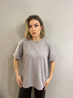 K12304 Футболка OVER SIZE (плотный хлопок) СТАЛЬ