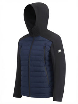 Куртка мужская гибридная стёганая с капюшоном с графеновой подкладкой синего цвета 9627_1S