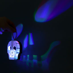 Цена за 12 шт. Фигурка световая RISALUX «Череп», LED-ночник, 1 Вт, RGB, от батареек LR1130, бело-чёрный, 9.5×4×5 см