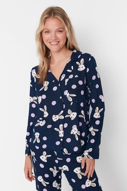 Trendyolmilla Cok Renkli Tavsan Desenli Viskon Dokuma Pijama Tak?m? THMAW21PT0048 фото 11