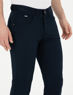 Lacivert Slim Fit Kanvas Pantolon