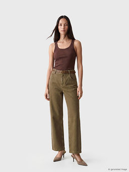 Beli Kemerli Wideleg Fit Kad?n Jean Pantolon