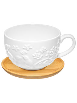Чашка для капучино и кофе латте 340 мл 13*10*6,5 см Птички на ветке на деревянной подставке - Elan gallery фото 3