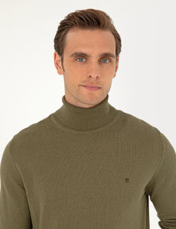 Koyu Haki Slim Fit Bal_k__ Yaka Basic Triko Kazak - Pierre cardin фото 2